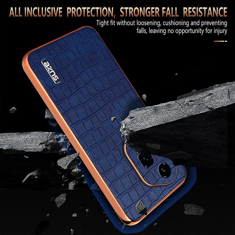 For Honor 300 Ultra AZNS Electroplated Frame Crocodile Texture Full Coverage Phone Case(Black)