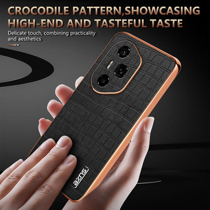 For Honor 300 Ultra AZNS Electroplated Frame Crocodile Texture Full Coverage Phone Case(Green)