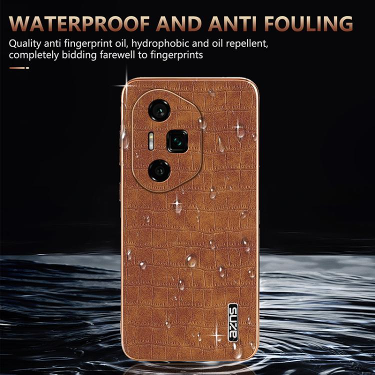 For Honor 300 Ultra AZNS Electroplated Frame Crocodile Texture Full Coverage Phone Case(White)