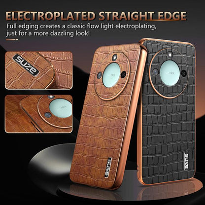 For Honor X60 AZNS Electroplated Frame Crocodile Texture Full Coverage Phone Case(Black)