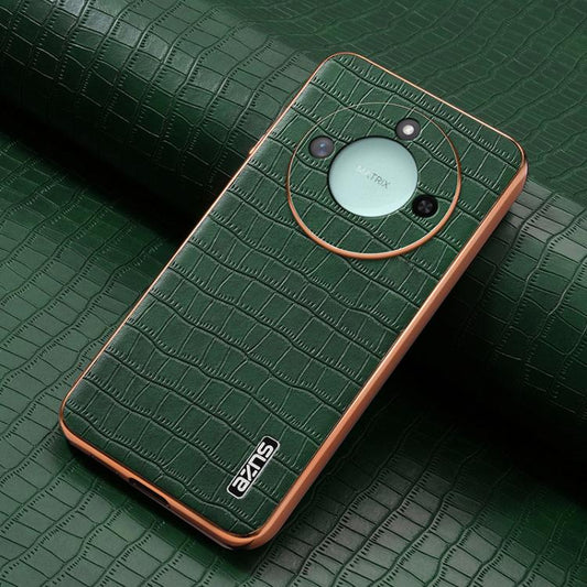 For Honor X60 AZNS Electroplated Frame Crocodile Texture Full Coverage Phone Case(Green)