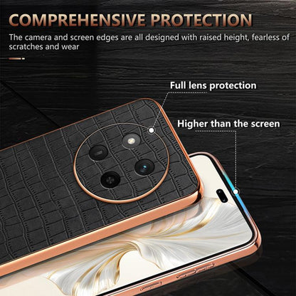 For Honor X60 Pro AZNS Electroplated Frame Crocodile Texture Full Coverage Phone Case(Brown)
