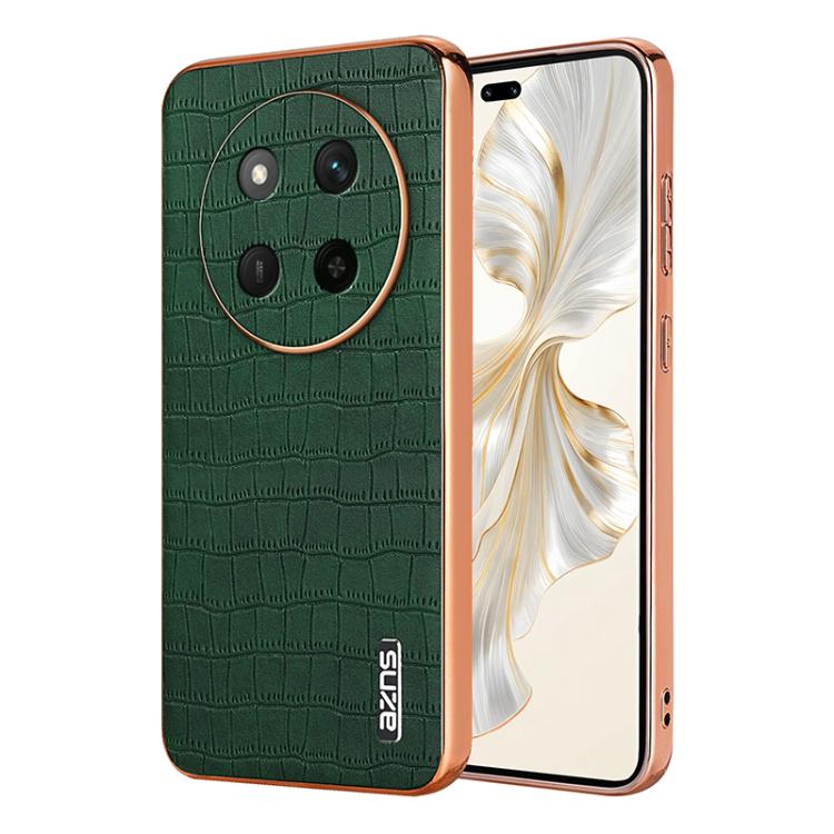 For Honor X60 Pro AZNS Electroplated Frame Crocodile Texture Full Coverage Phone Case(Green)
