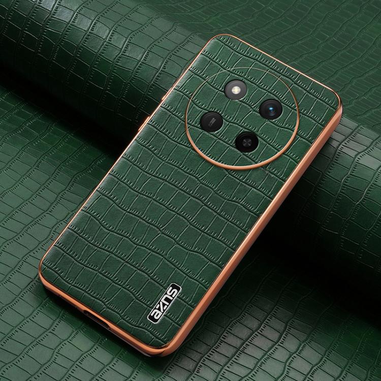 For Honor X60 Pro AZNS Electroplated Frame Crocodile Texture Full Coverage Phone Case(Green)