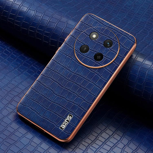 For Honor X60 Pro AZNS Electroplated Frame Crocodile Texture Full Coverage Phone Case(Blue)