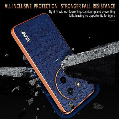 Coque de téléphone For Honor X60 Pro AZNS à texture crocodile avec cadre galvanisé et couvrance intégrale (blanc)