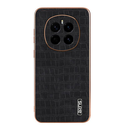 For Honor Magic7 AZNS Electroplated Frame Crocodile Texture Full Coverage Phone Case(Black)