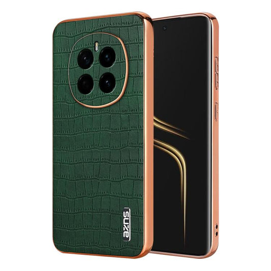 For Honor Magic7 AZNS Electroplated Frame Crocodile Texture Full Coverage Phone Case(Green)