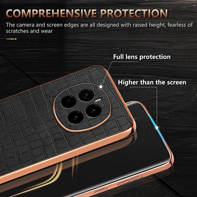 For Honor Magic7 AZNS Electroplated Frame Crocodile Texture Full Coverage Phone Case(Blue)