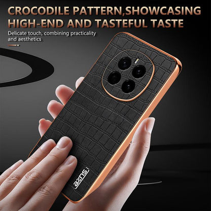For Honor Magic7 AZNS Electroplated Frame Crocodile Texture Full Coverage Phone Case(Blue)