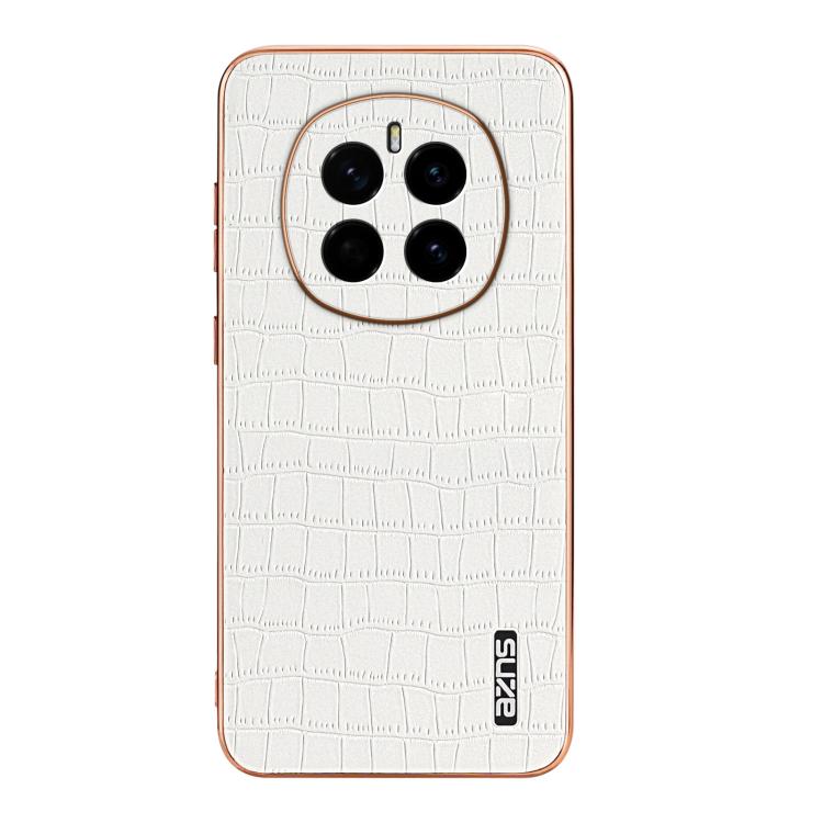 For Honor Magic7 AZNS Electroplated Frame Crocodile Texture Full Coverage Phone Case(White)