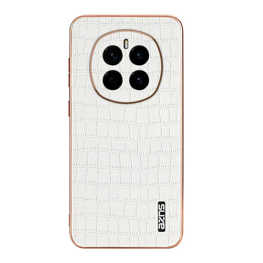 For Honor Magic7 AZNS Electroplated Frame Crocodile Texture Full Coverage Phone Case(White)