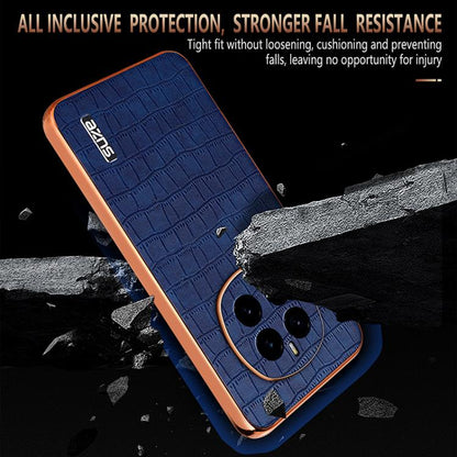 For Honor Magic7 AZNS Electroplated Frame Crocodile Texture Full Coverage Phone Case(White)