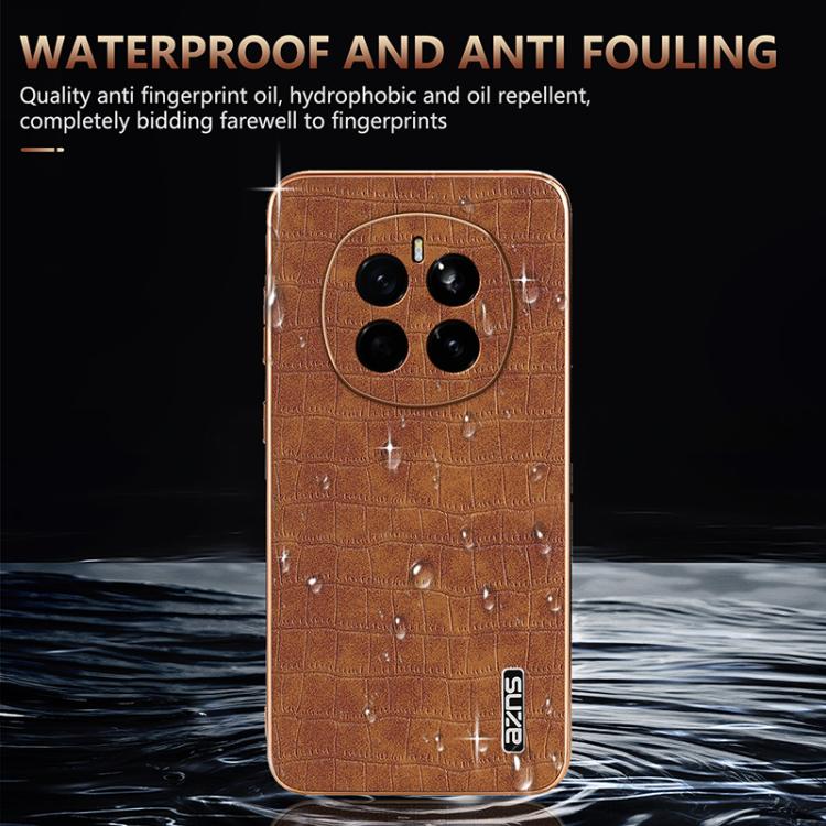 For Honor Magic7 AZNS Electroplated Frame Crocodile Texture Full Coverage Phone Case(White)