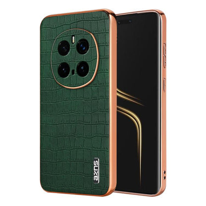 Pour Honor Magic7 Pro AZNS Coque de téléphone à couverture complète avec cadre électrolytique et texture crocodile (vert)