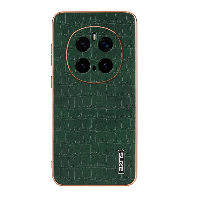 Pour Honor Magic7 Pro AZNS Coque de téléphone à couverture complète avec cadre électrolytique et texture crocodile (vert)