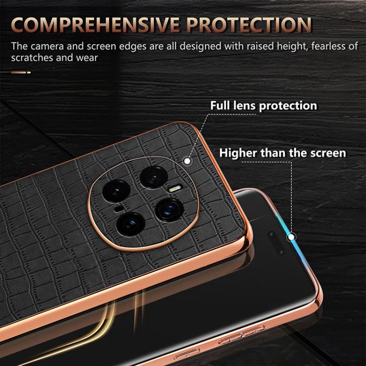 Pour Honor Magic7 Pro AZNS Coque de téléphone à couverture complète avec cadre électrolytique et texture crocodile (vert)
