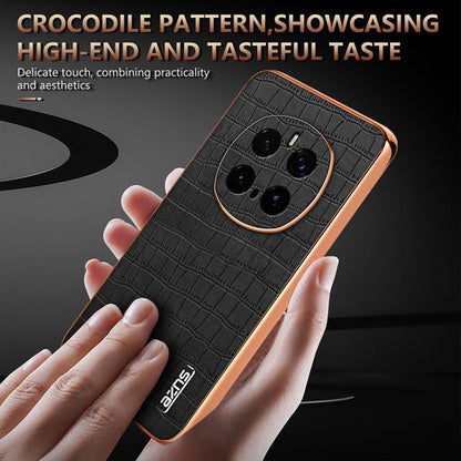 Pour Honor Magic7 Pro AZNS Coque de téléphone à couverture complète avec cadre électrolytique et texture crocodile (vert)