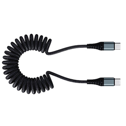 ROCK RCB0877 PD 60W USB-C / Type-C to USB-C / Type-C Spring Coil Fast Charge Data Cable, Length:1.5m
