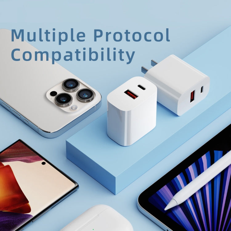 ROCK T43 PD 20W Dual Port USB-A+USB-C / Type-C Charger Adapter, Plug:EU Plug