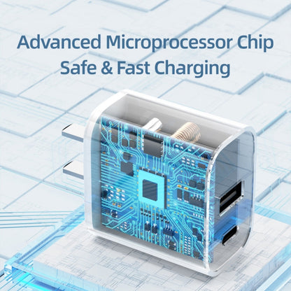 ROCK T43 PD 20W Dual Port USB-A+USB-C / Type-C Charger Adapter, Plug:EU Plug