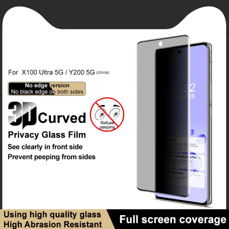 For vivo X100 Ultra imak No Edge Version 3D Curved Privacy Full Screen Tempered Glass Film