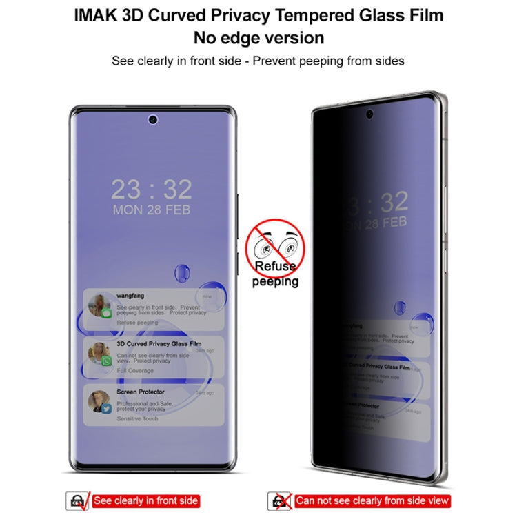 For vivo X100 Ultra imak No Edge Version 3D Curved Privacy Full Screen Tempered Glass Film