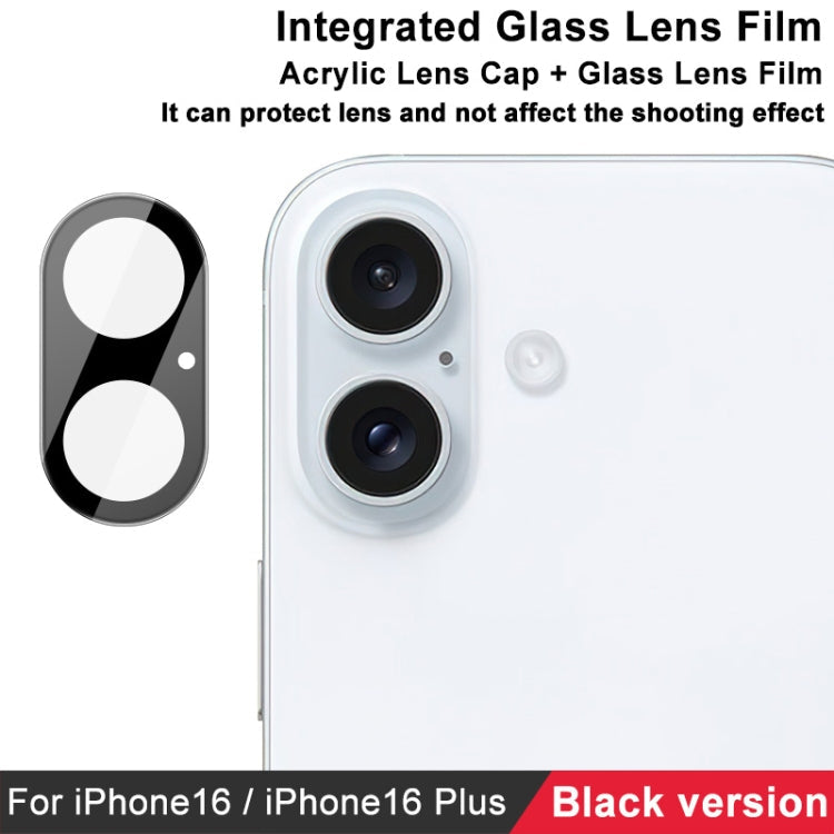 Pour iPhone 16 / 16 Plus imak Film de protection d'objectif en verre intégré haute définition version noire