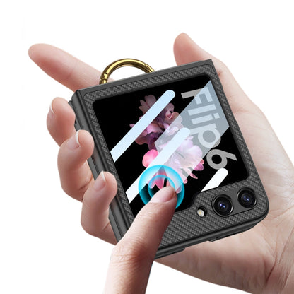 For Samsung Galaxy Z Flip6 / Flip7 FE GKK Integrated Ultra-thin Leather Card Slots Phone Case with Ring Holder(Pink)