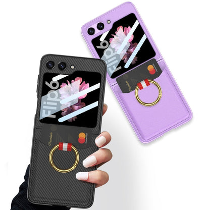 For Samsung Galaxy Z Flip6 / Flip7 FE GKK Integrated Ultra-thin Leather Card Slots Phone Case with Ring Holder(Purple)