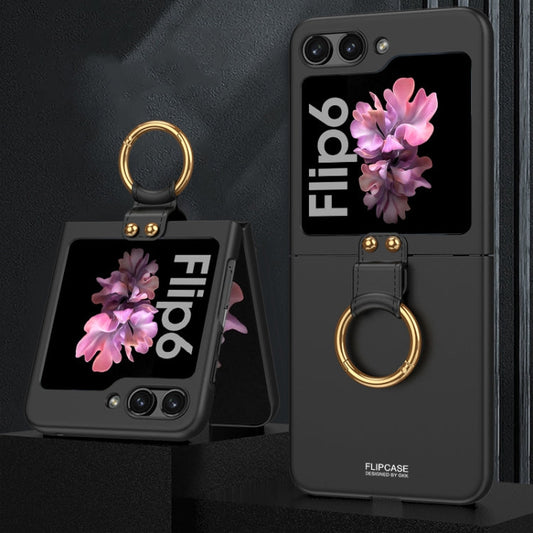 For Samsung Galaxy Z Flip6 / Flip7 FE GKK Ultra-thin PC Full Coverage Phone Case with Ring Holder(Black)