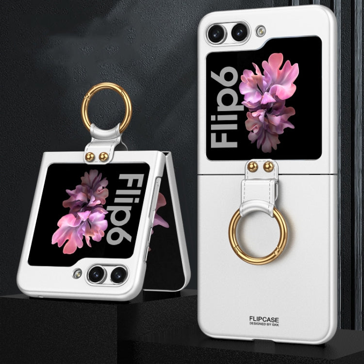 For Samsung Galaxy Z Flip6 / Flip7 FE GKK Ultra-thin PC Full Coverage Phone Case with Ring Holder(Silver)