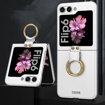 For Samsung Galaxy Z Flip6 / Flip7 FE GKK Ultra-thin PC Full Coverage Phone Case with Ring Holder(Silver)