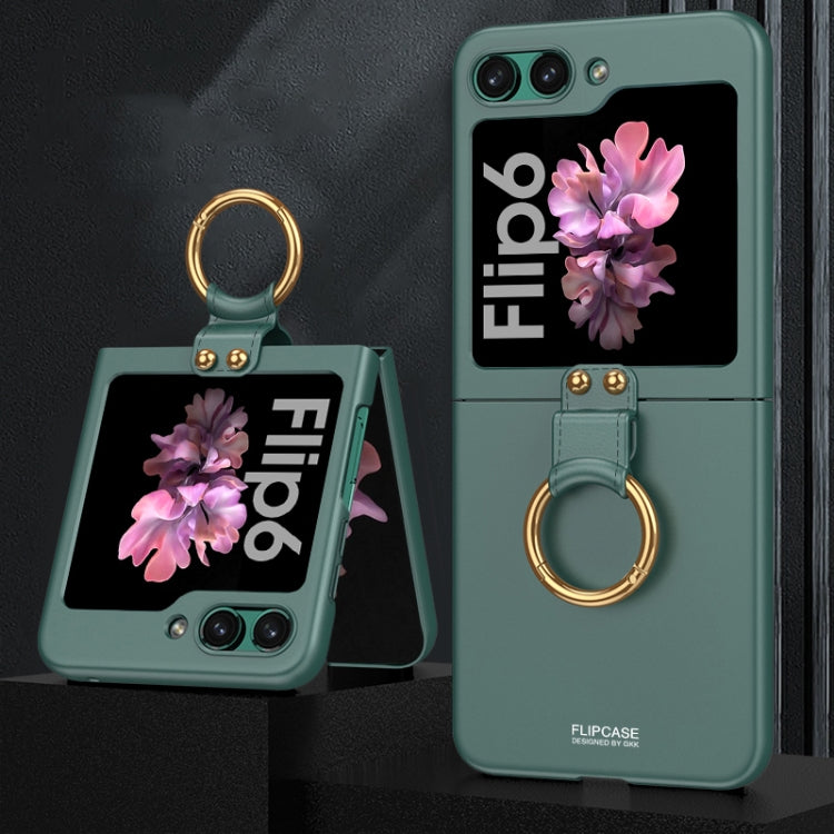 For Samsung Galaxy Z Flip6 / Flip7 FE GKK Ultra-thin PC Full Coverage Phone Case with Ring Holder(Dark Green)