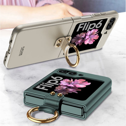 For Samsung Galaxy Z Flip6 / Flip7 FE GKK Ultra-thin PC Full Coverage Phone Case with Ring Holder(Dark Green)