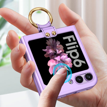 For Samsung Galaxy Z Flip6 / Flip7 FE GKK Ultra-thin PC Full Coverage Phone Case with Ring Holder(Dark Green)