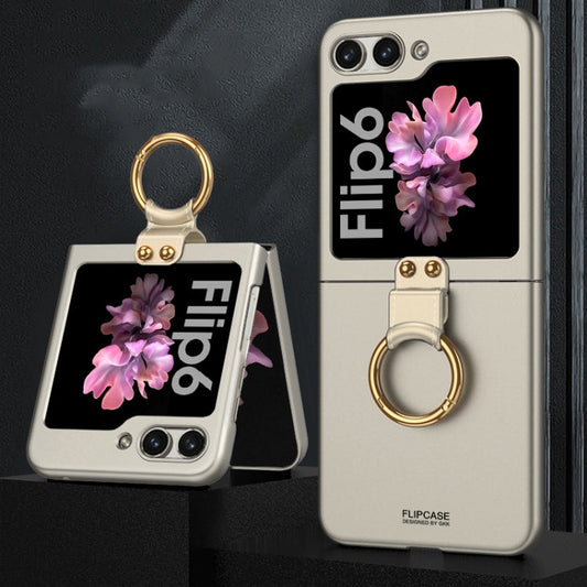 For Samsung Galaxy Z Flip6 / Flip7 FE GKK Ultra-thin PC Full Coverage Phone Case with Ring Holder(Grey)
