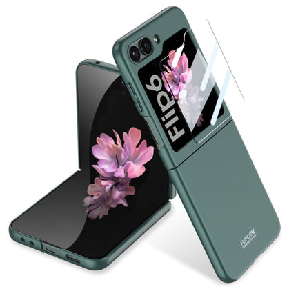 For Samsung Galaxy Z Flip6 / Flip7 FE GKK Ultra-thin Full Coverage Phone Case with Tempered Film(Dark Night Green)