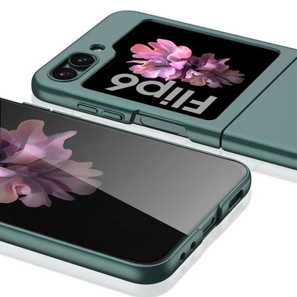 For Samsung Galaxy Z Flip6 / Flip7 FE GKK Ultra-thin Full Coverage Phone Case with Tempered Film(Dark Night Green)