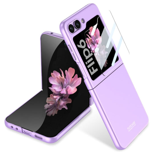 For Samsung Galaxy Z Flip6 / Flip7 FE GKK Ultra-thin Full Coverage Phone Case with Tempered Film(Dream Mirror Purple)