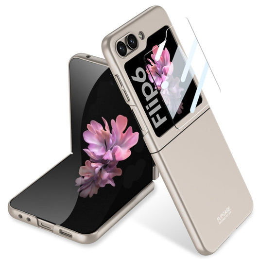 For Samsung Galaxy Z Flip6 / Flip7 FE GKK Ultra-thin Full Coverage Phone Case with Tempered Film(Titanium Gray)