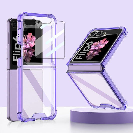 For Samsung Galaxy Z Flip6 / Flip7 FE GKK Airbag Full Coverage Phone Case with Tempered Film(Purple)