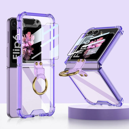For Samsung Galaxy Z Flip6 / Flip7 FE GKK Airbag Ring Full Coverage Phone Case with Tempered Film(Purple)