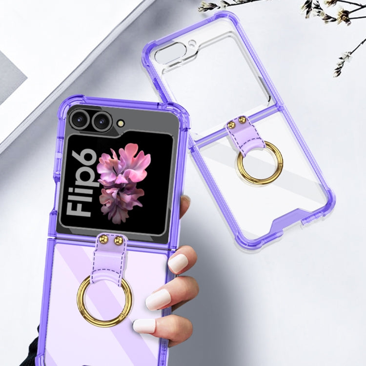 For Samsung Galaxy Z Flip6 / Flip7 FE GKK Airbag Ring Full Coverage Phone Case with Tempered Film(Purple)