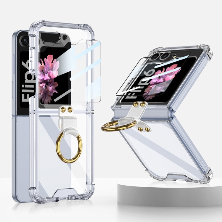 Pour Samsung Galaxy Z Flip6 / Flip7 FE Étui de téléphone à couverture complète avec anneau GKK Airbag et film trempé (Transparent)