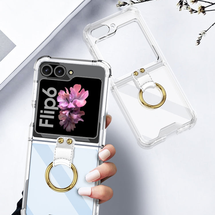 Pour Samsung Galaxy Z Flip6 / Flip7 FE Étui de téléphone à couverture complète avec anneau GKK Airbag et film trempé (Transparent)