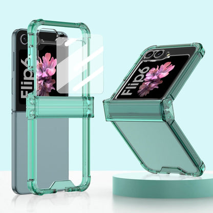 Pour Samsung Galaxy Z Flip6 / Flip7 FE Étui de téléphone à charnière GKK Airbag avec couverture complète et film trempé (Vert)