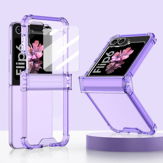 For Samsung Galaxy Z Flip6 / Flip7 FE GKK Airbag Hinge Full Coverage Phone Case with Tempered Film(Purple)