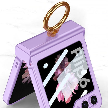 For Samsung Galaxy Z Flip6 / Flip7 FE GKK Integrated Ultra-thin Hinge Full Coverage Phone Case with Ring(Dark Night Green)