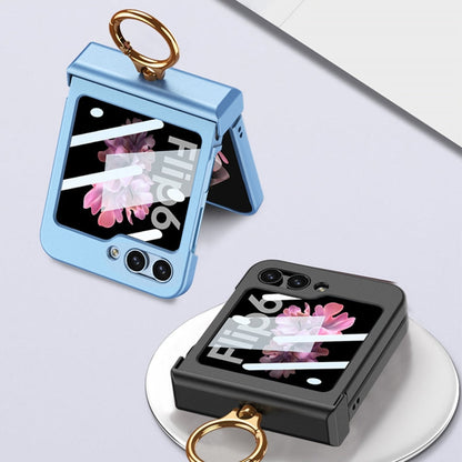 For Samsung Galaxy Z Flip6 / Flip7 FE GKK Integrated Ultra-thin Hinge Full Coverage Phone Case with Ring(Dark Night Green)